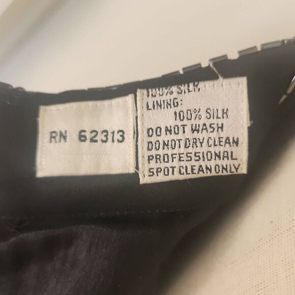 VTG. Oleg Cassini Blk.Beaded Cocktail Dress, Sz. 8 - Picture 9 of 13